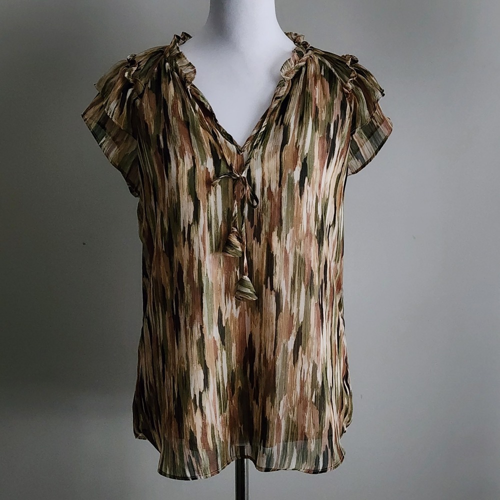 Haver + Blair Ruffle Sleeve Blouse Womens Small Earthy Fairy Forest Woodland Elf